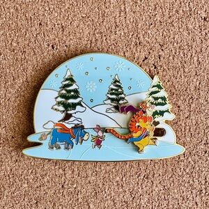 Disney Winnie the Pooh Ice Skating Limited Edition Spinning Enamel Pin